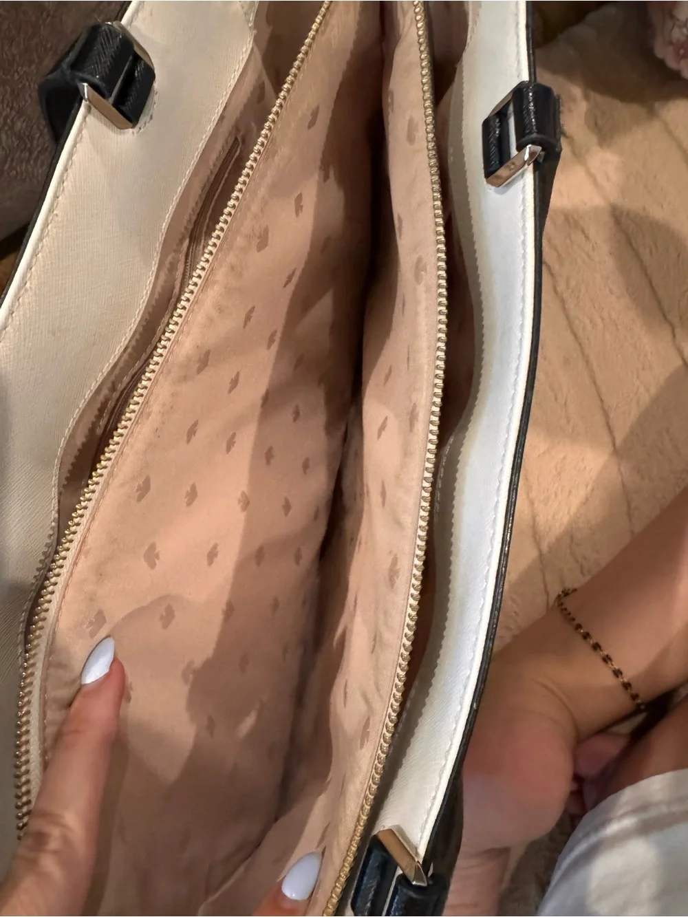 kate spade Two-Tone Beige, Cream & Black Tote